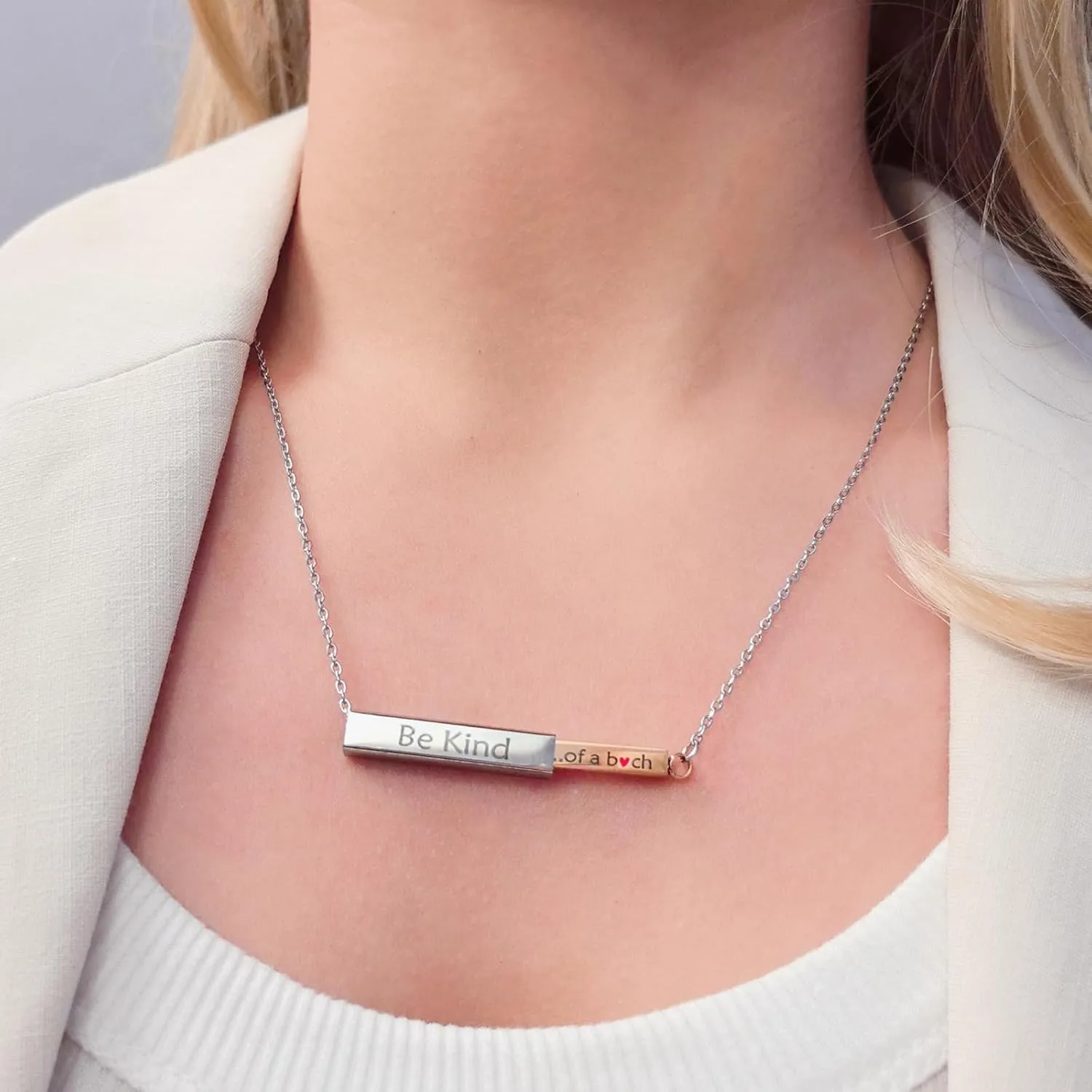 Be Kind Of A B Necklaces For Women Hidden Message Necklace Best Friends Sorority Sisters Inspirational Bar Necklace Stainless Steel Friendship Gift Jewelry