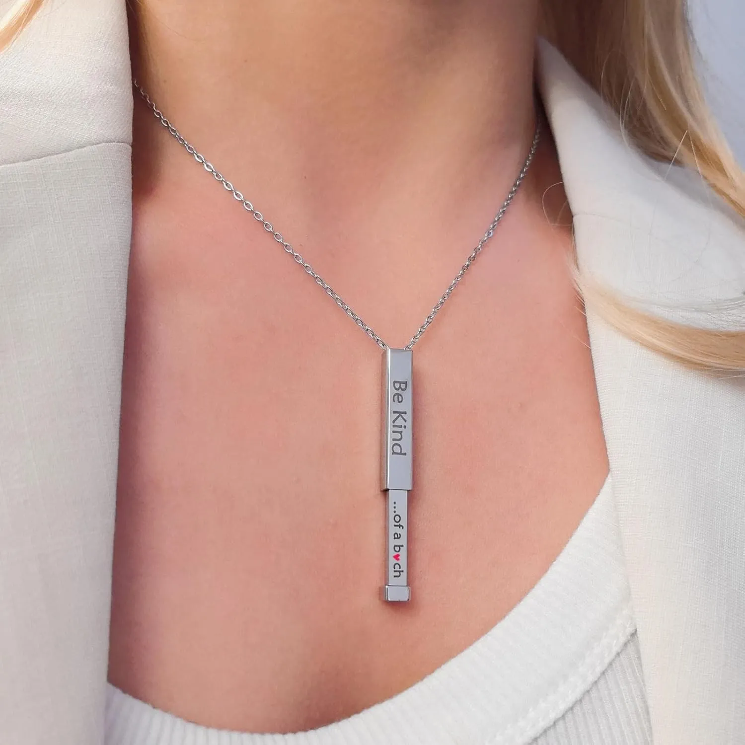 Be Kind Of A B Necklaces For Women Hidden Message Necklace Best Friends Sorority Sisters Inspirational Bar Necklace Stainless Steel Friendship Gift Jewelry