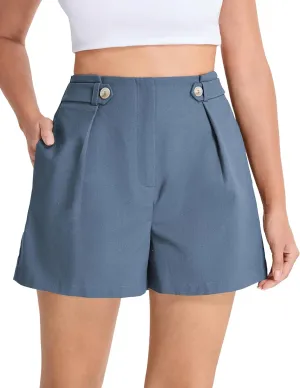 Belle Poque Linen Shorts for Women 2025 Summer Trendy Shorts Elastic High Waisted Dressy Casual Shorts with Pockets