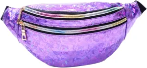 BESPORTBLE Fantasy Mirror Waist Bag Pu Leather Fanny Pack Reflective Sequins Multiple Compartments Shoulder Pouch Outdoor Travel Accessory