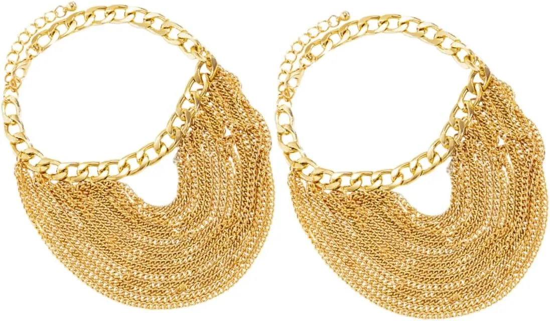 BESTYASH Gold Anklet Foot Chain Jewelry for Women Punk Layered Tassel Anklet Fashionable Heels Accessory
