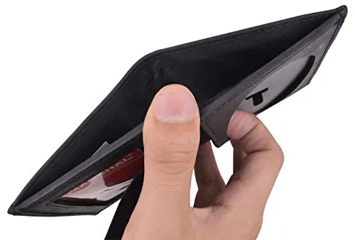 Bi-Fold Badge Holder Wallet, Shield Style with ID Window Leather, Black