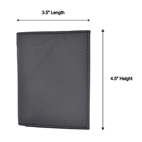 Bi-Fold Badge Holder Wallet, Shield Style with ID Window Leather, Black