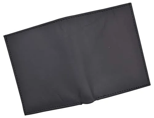 Bi-Fold Badge Holder Wallet, Shield Style with ID Window Leather, Black