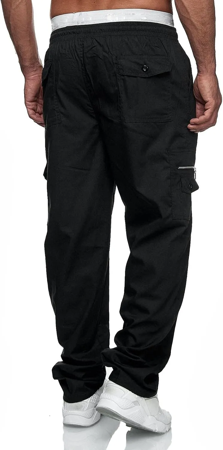 Big and Tall Cargo Pants for Men Sweatpants for Men Pant with Pockets Men's Heavyweight Fleece Cargo Sweatpants Men's
