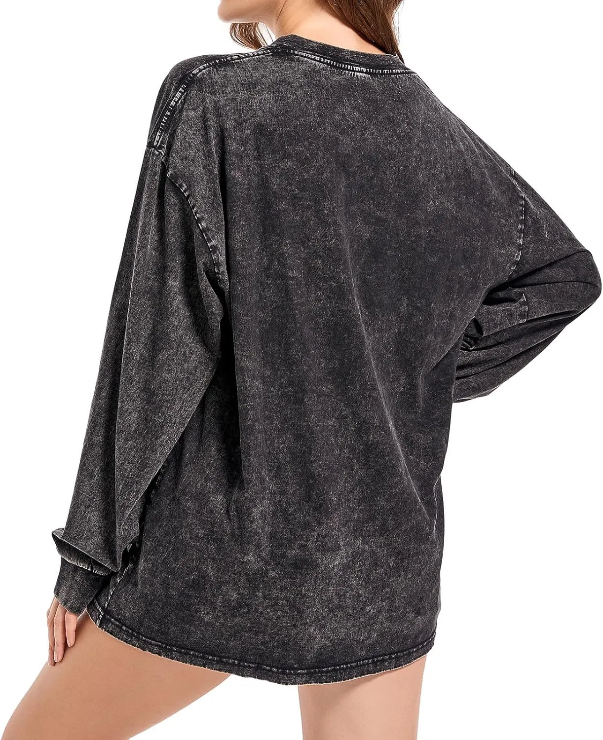 BINTEHGS Waffle House Acid Wash Vintage Oversized Sweatshirt Graphic Crewneck Sweatshirts Long Sleeve Shirts Unisex Pullover