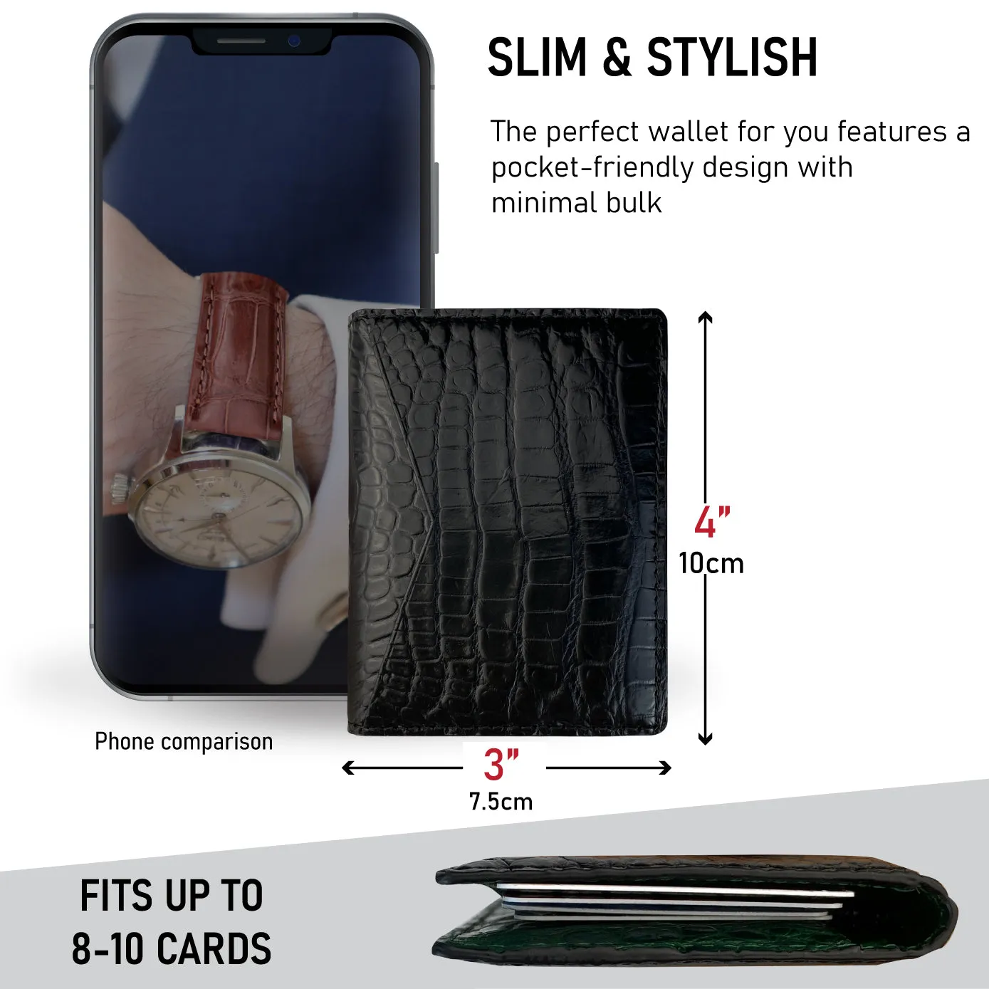 Black & Green Double Side Alligator Leather Credit Card Holder | RFID Blocking | CARD-11