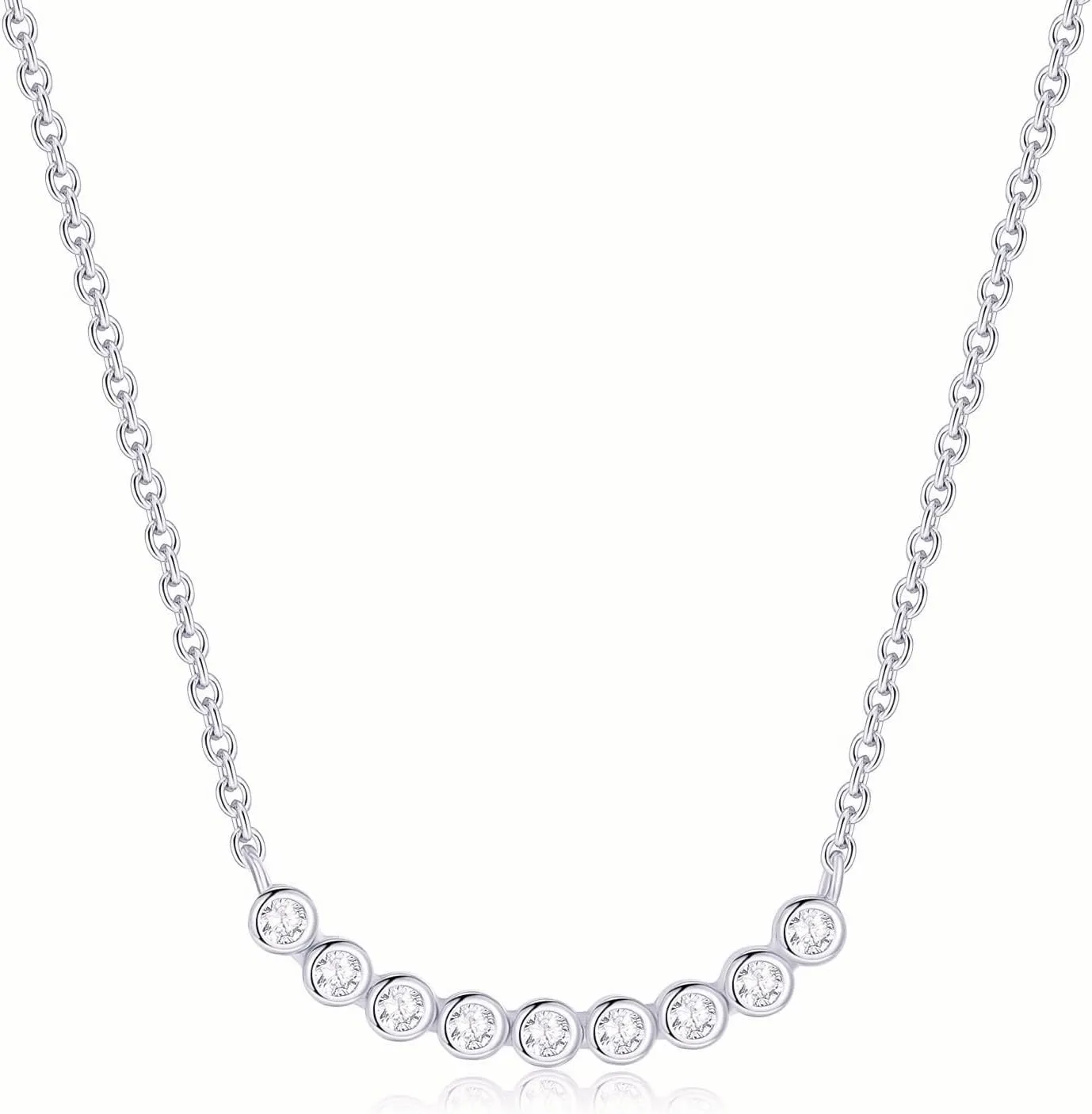 BLOSSOM & HUE Multi Bezel CZ Necklace | 18K Gold | Cubic Zirconia Crescent Bezel Bar Necklace | Dainty Minimalist Gold Bezel Necklace | Simple Bar Necklace Gift for Her
