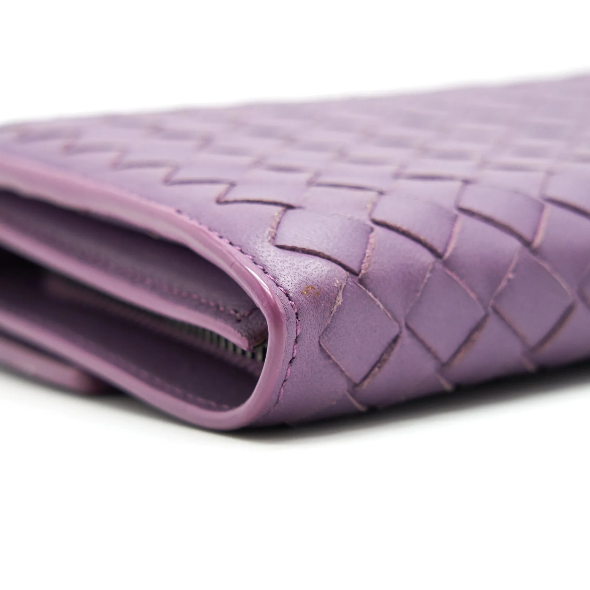 Bottega Veneta Leather Small Compact And Long Wallet in Purple Sell in a set