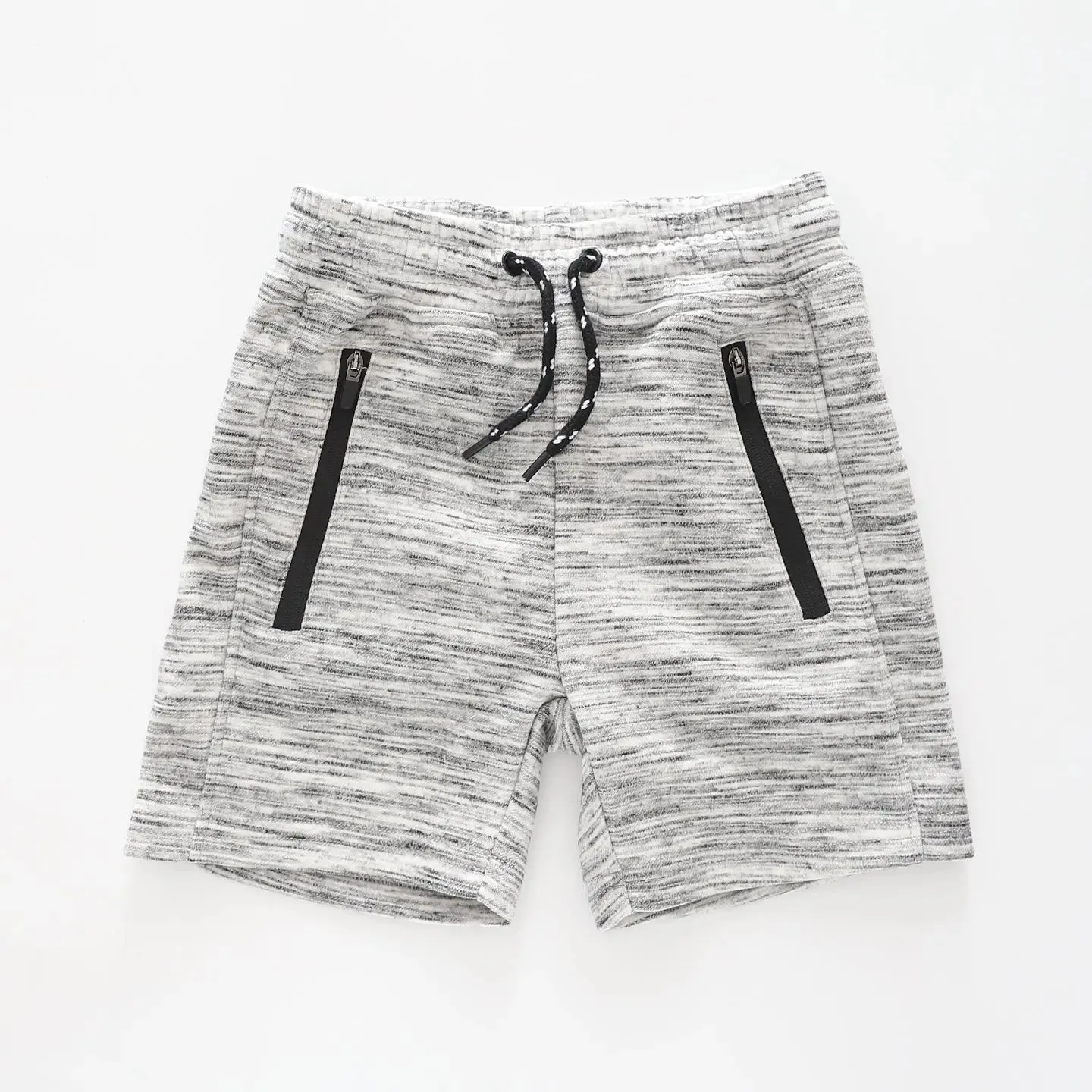 Boy's Grey Marle Shorts With Adjustable Waist