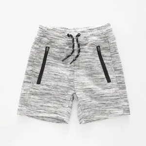 Boy's Grey Marle Shorts With Adjustable Waist