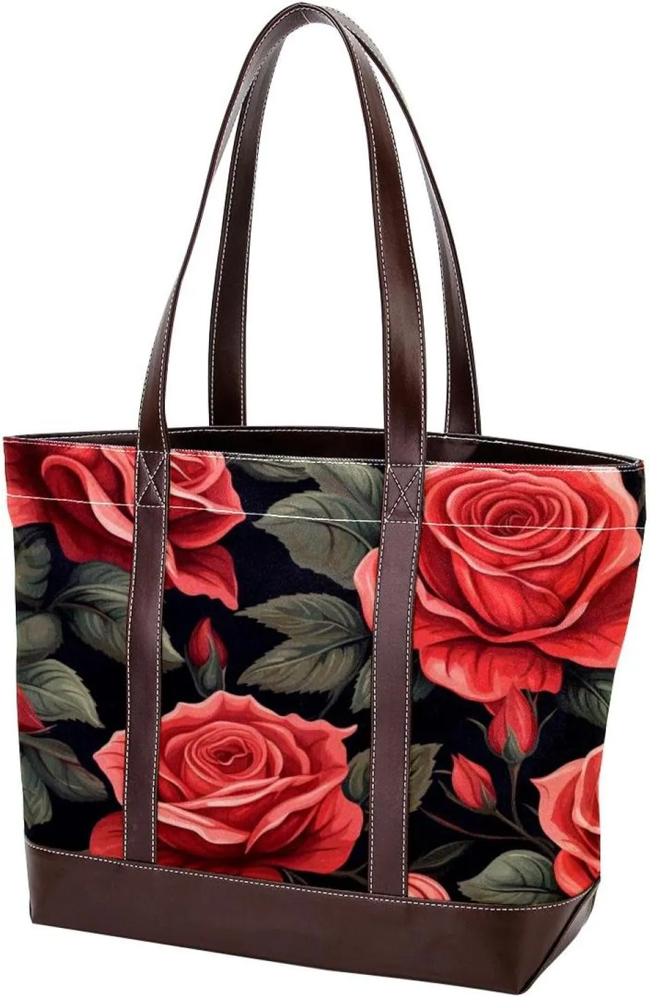 Bright Red Roses-903 Shoulder Purses for Women Large Soft Washed Leather Purses and Durable Handbags