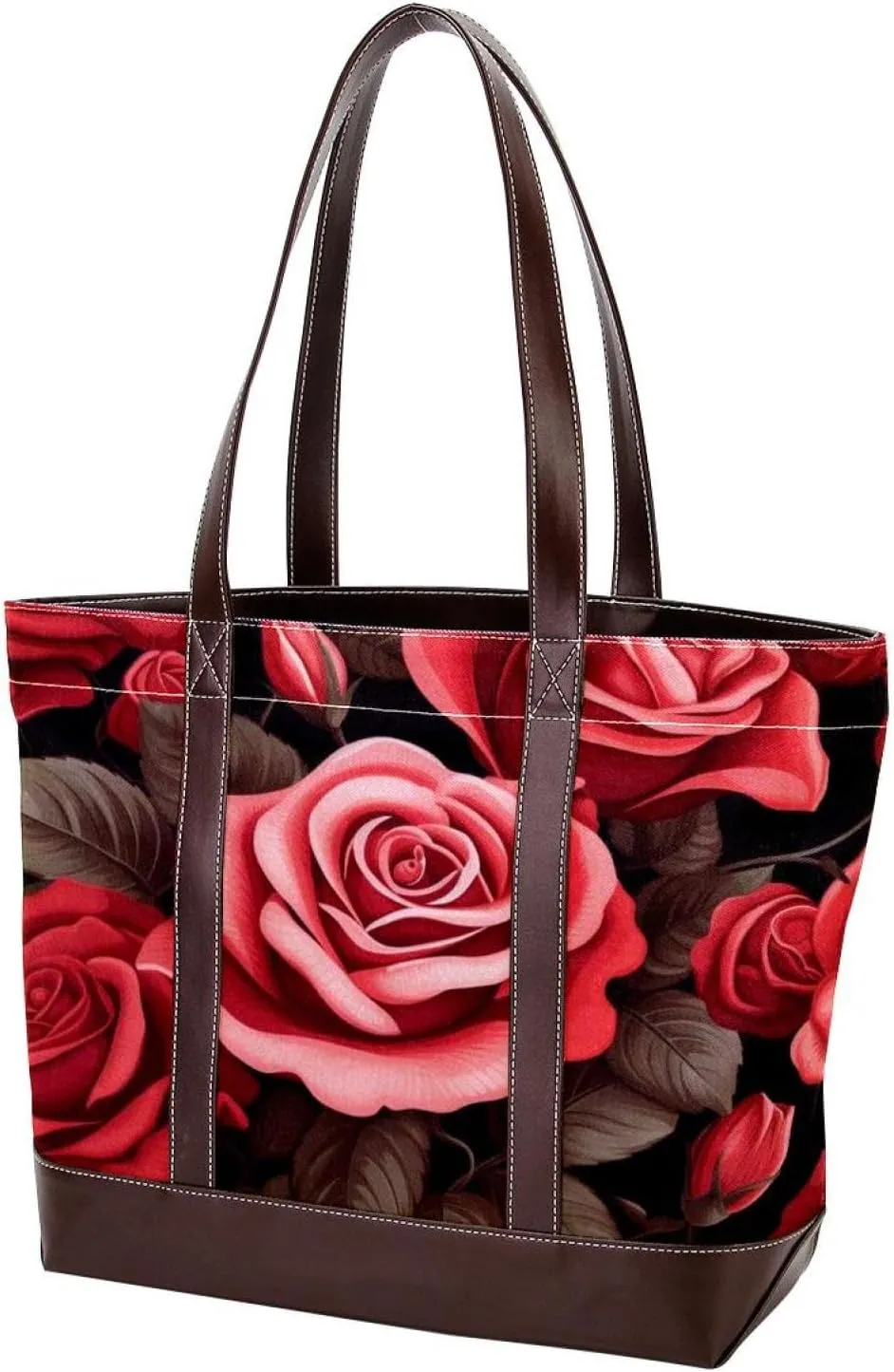 Bright Red Roses-903 Shoulder Purses for Women Large Soft Washed Leather Purses and Durable Handbags
