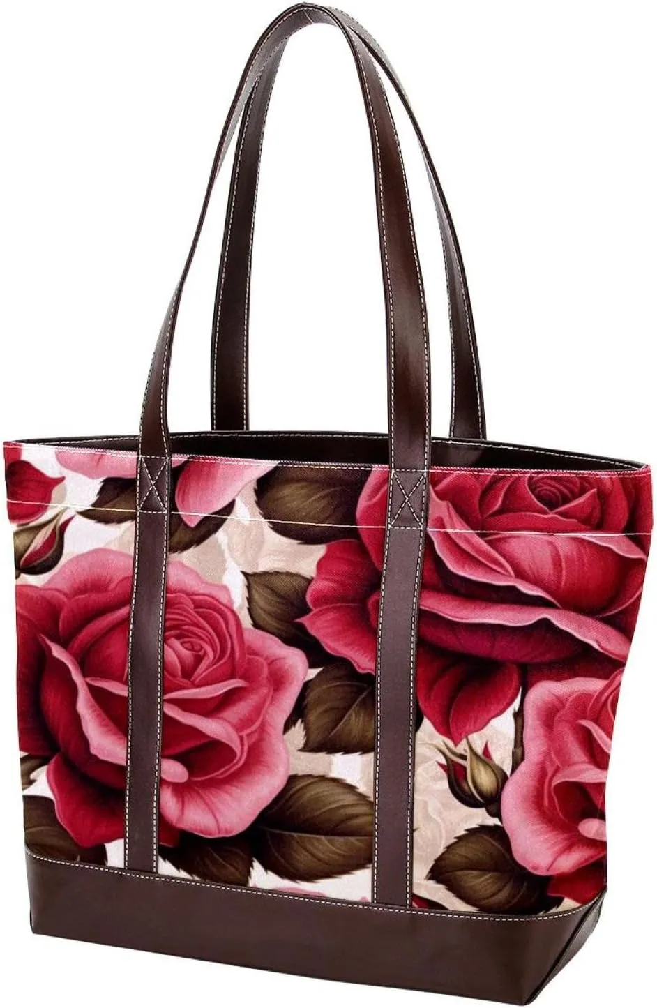 Bright Red Roses-903 Shoulder Purses for Women Large Soft Washed Leather Purses and Durable Handbags