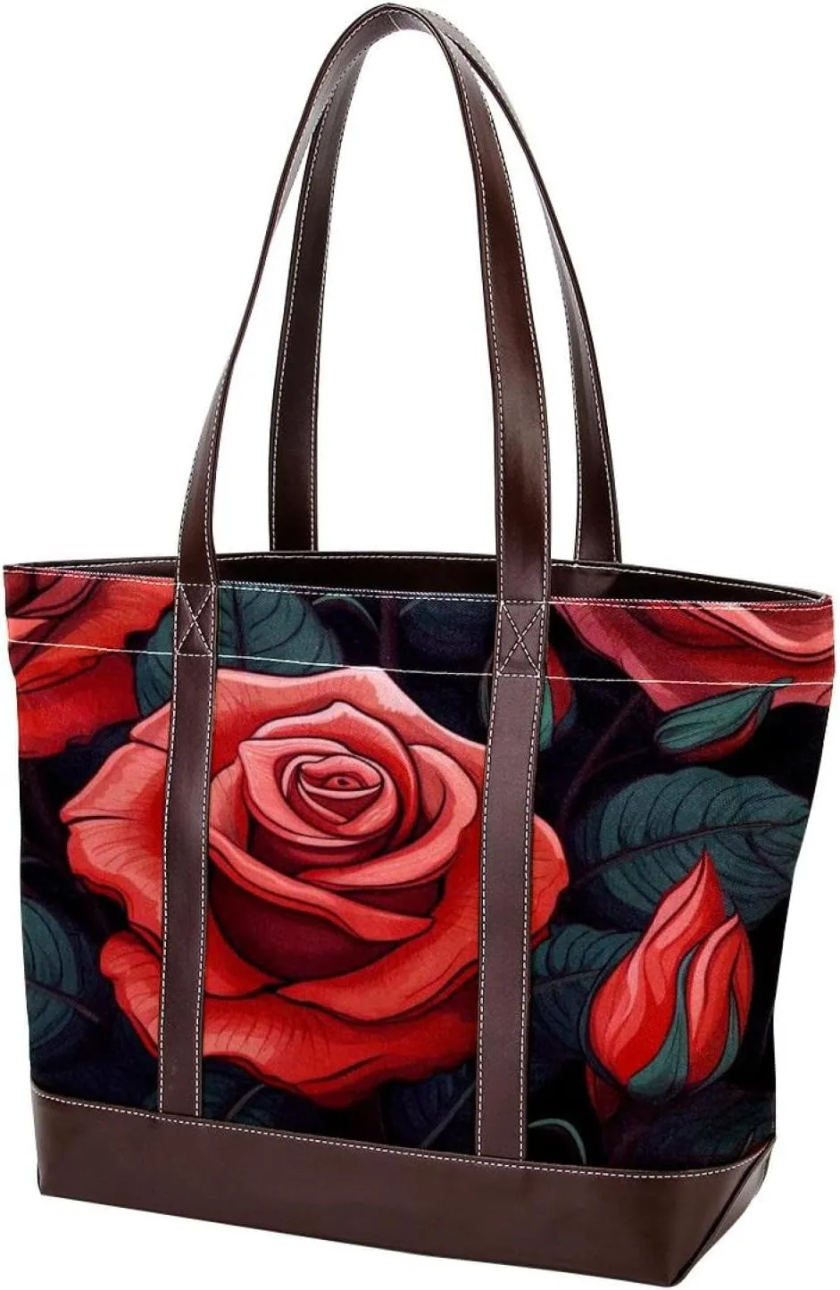 Bright Red Roses-936 Shoulder Purses for Women Large Soft Washed Leather Purses and Durable Handbags