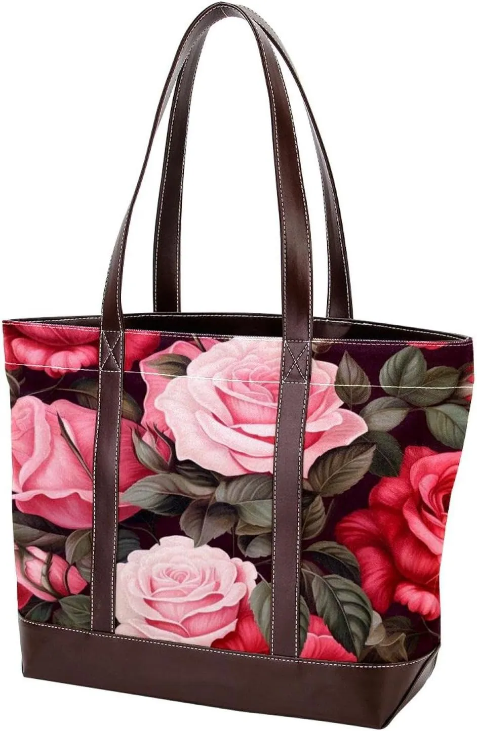 Bright Red Roses-936 Shoulder Purses for Women Large Soft Washed Leather Purses and Durable Handbags