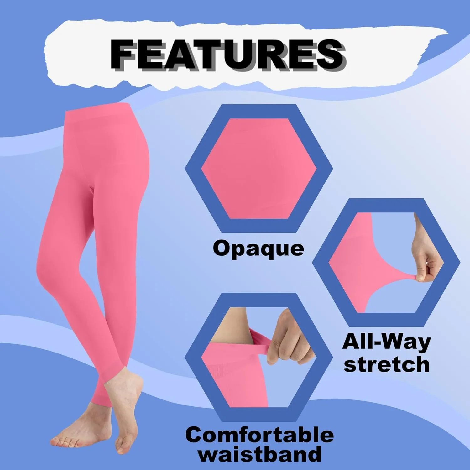 Butterfly EMEM Apparel Girls' Solid Colored Microfiber Opaque Footless Tights