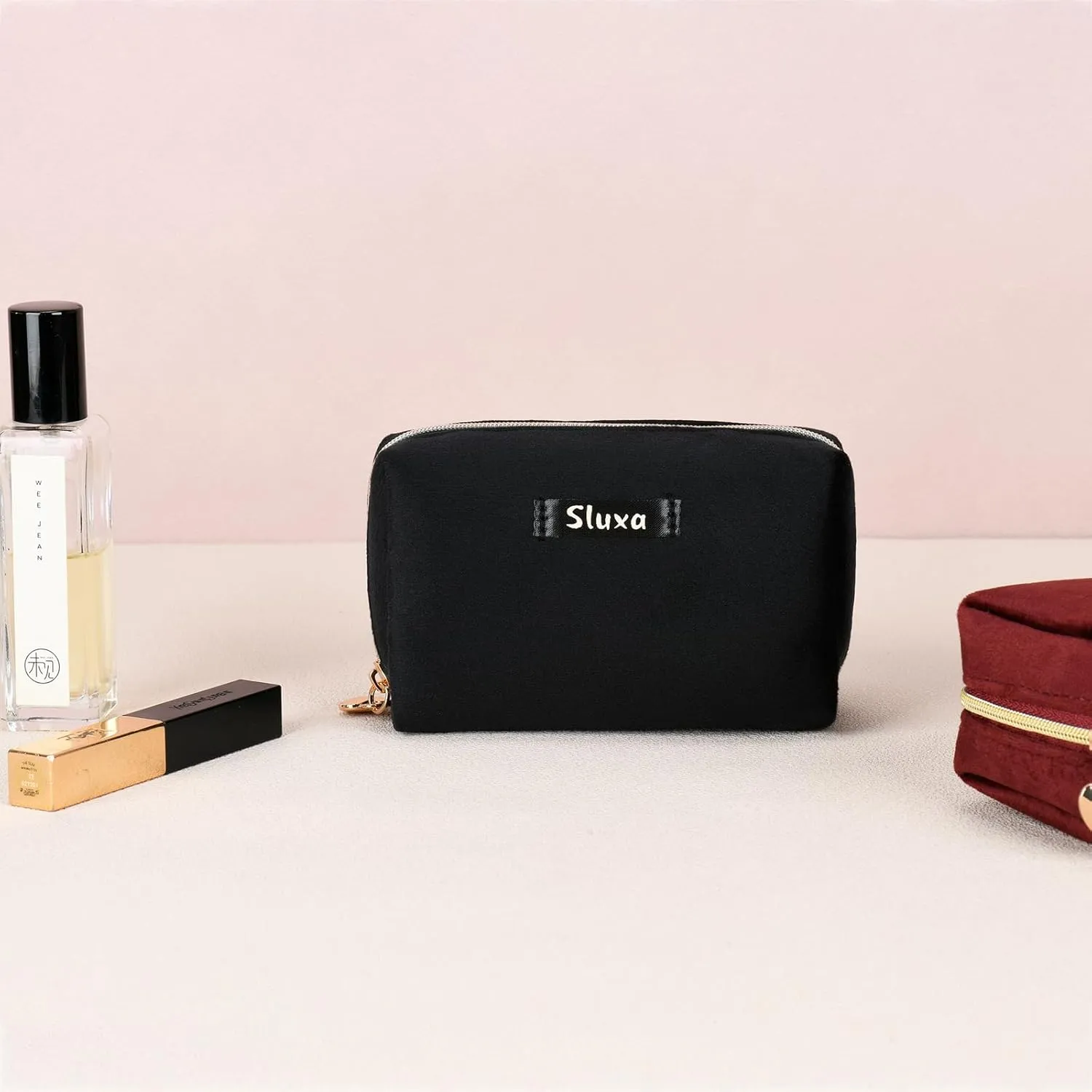 Calssic Small makeup bags, Black Velvet cute makeuo bag,Travel makeup bag for women,Mini travel lipstick bag.