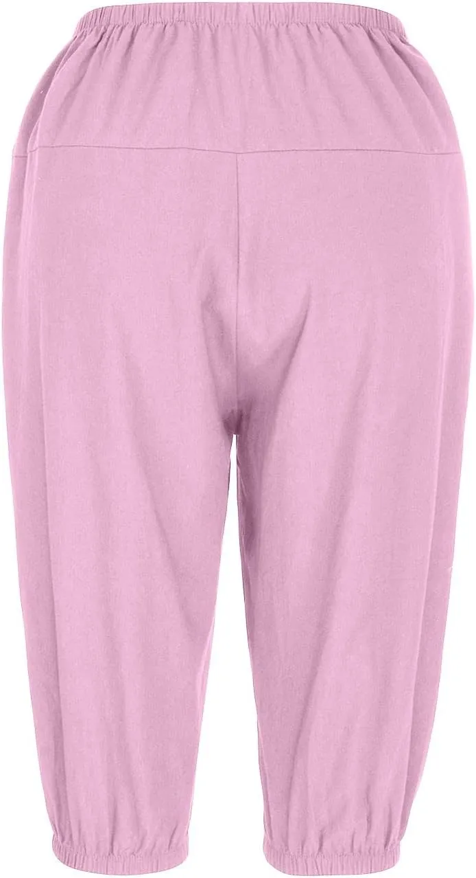 Capris for Women Loose Wide Leg Pants Cotton Linen Trousers Straight Pants Casual Pants Summer Pants for Women 2025