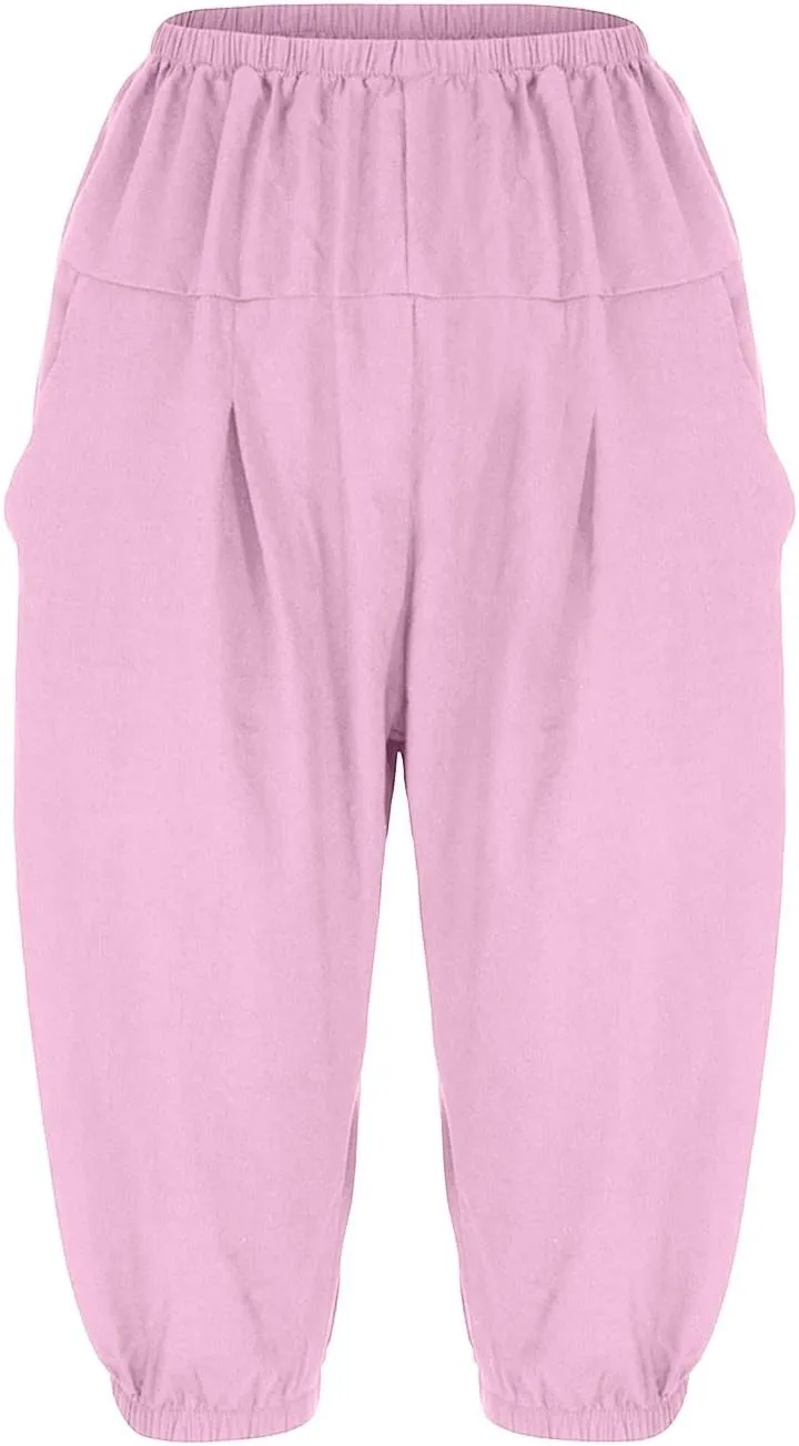 Capris for Women Loose Wide Leg Pants Cotton Linen Trousers Straight Pants Casual Pants Summer Pants for Women 2025