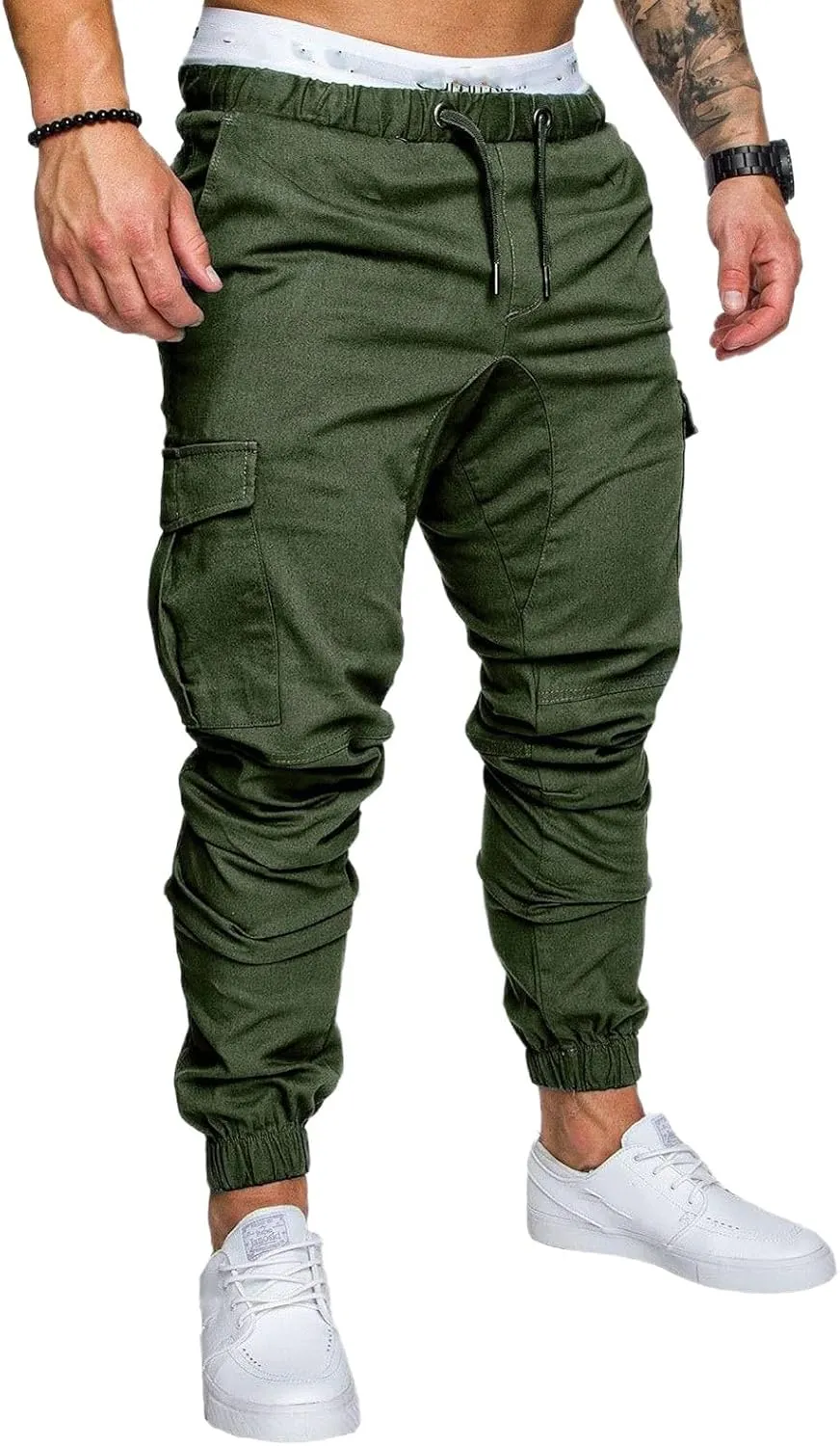 Cargo Pants for Men Drawstring Pants Slim Fit Casual Sweatpants Outdoor Lightweight Trousers Workout Sweat Pants