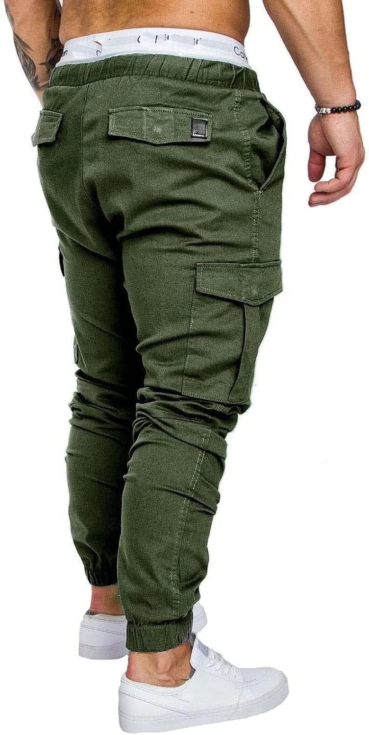 Cargo Pants for Men Drawstring Pants Slim Fit Casual Sweatpants Outdoor Lightweight Trousers Workout Sweat Pants