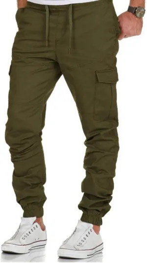 Cargo Pants for Men,Casual Joggers Tapered Pants Cotton Slim Fit Work Pants for Men Chino Pants with Pockets