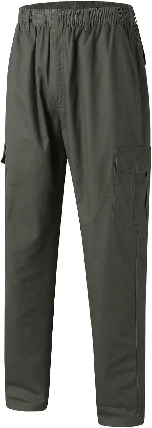 Cargo Pants for Men,Men's Cotton Linen Pants Elastic Lightweight Drawstring Waist Pants Fall Cargo Pants with Pockets