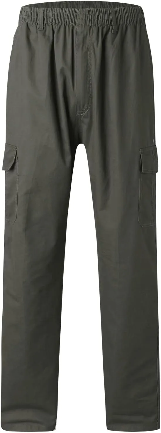 Cargo Pants for Men,Men's Cotton Linen Pants Elastic Lightweight Drawstring Waist Pants Fall Cargo Pants with Pockets