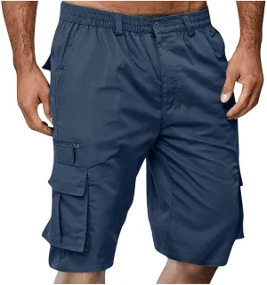 Cargo Shorts for Men 2025 Summer Trendy Elastic Waist Outdoor Hiking Shorts Big and Tall Bermuda Shorts with Pockets