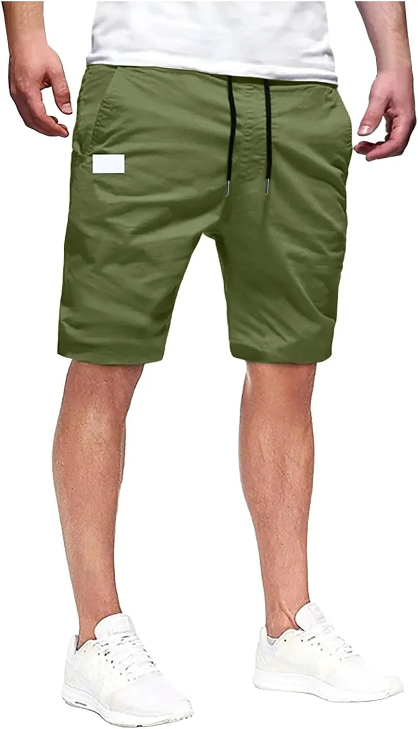 Cargo Shorts for Men, Mens Casual Shorts Cotton Drawstring Summer Beach Stretch Twill Chino Athletic Golf Gym Shorts