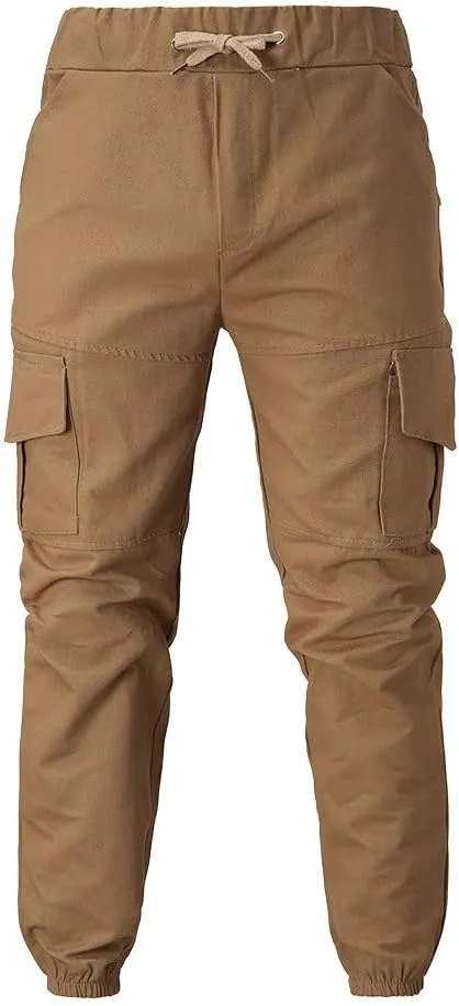 Cargo Trousers for Men Casual Jogger Sweatpants for Men Multi-Pocket Cargo Pants Drawstring Sports Trousers Stretch