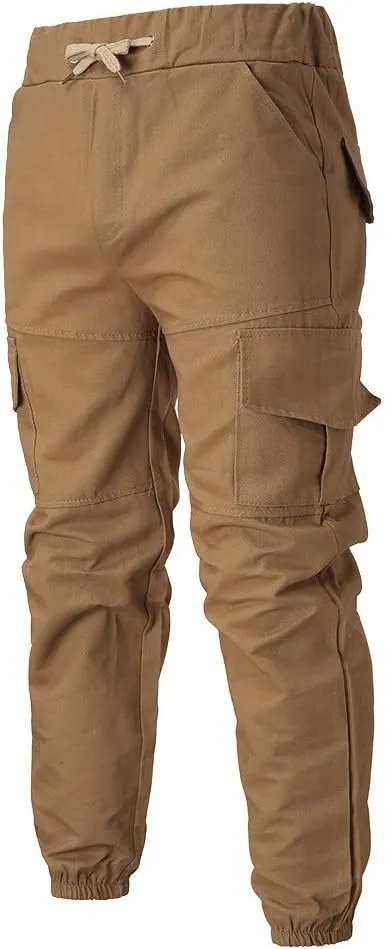 Cargo Trousers for Men Casual Jogger Sweatpants for Men Multi-Pocket Cargo Pants Drawstring Sports Trousers Stretch