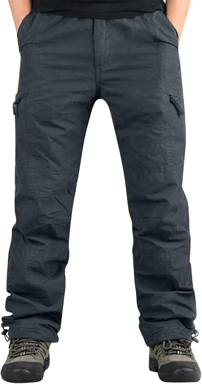 Cargo Trousers for Men with Pockets Mens Cargo Pants Casual Drawstring Athletic Jogger Sports Outdoor Trousers Mens