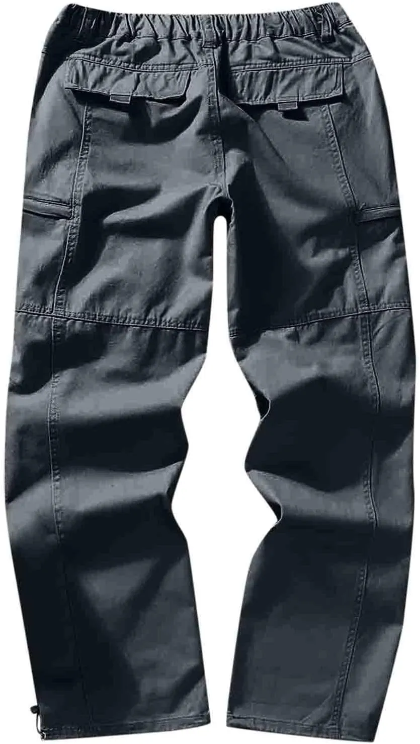 Cargo Trousers for Men with Pockets Mens Cargo Pants Casual Drawstring Athletic Jogger Sports Outdoor Trousers Mens
