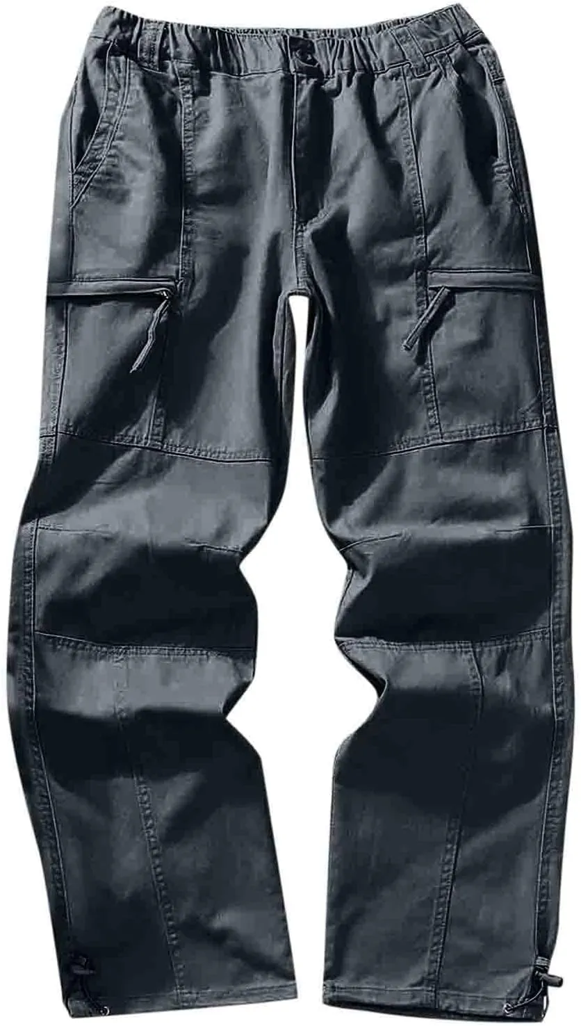 Cargo Trousers for Men with Pockets Mens Cargo Pants Casual Drawstring Athletic Jogger Sports Outdoor Trousers Mens
