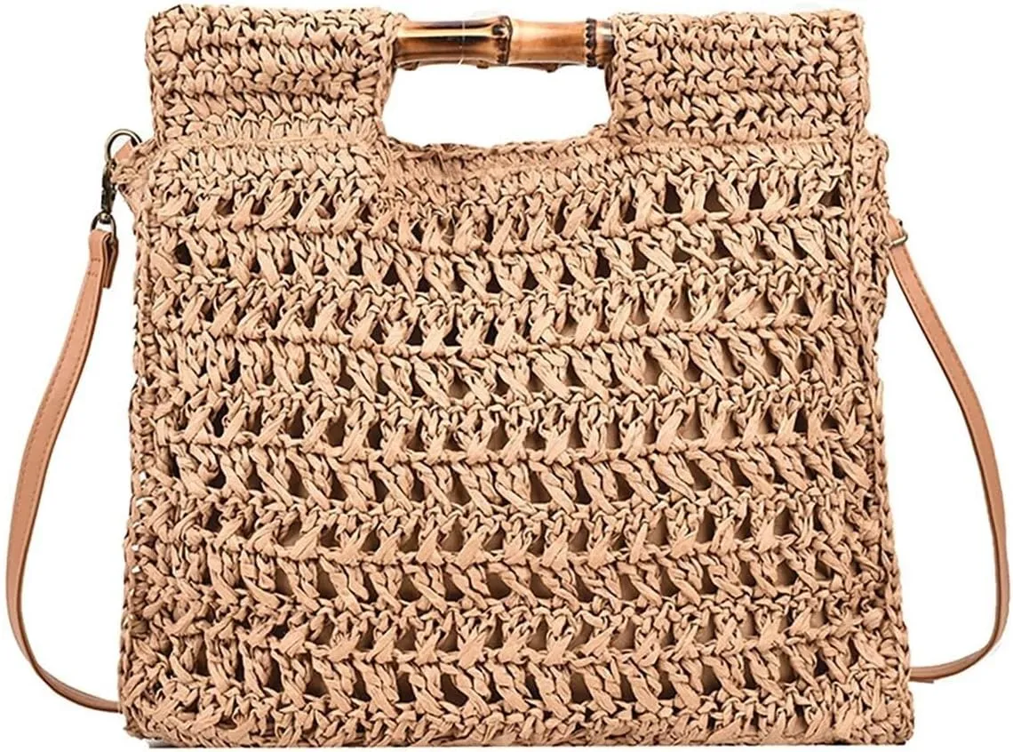 Casual Woven Straw Shoulder & Crossbody Hobo Tote for Women Purse Perfect for Summer Beach Vacation