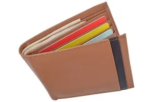 Cazoro Men’s Slimfold RFID Safe Slim Bifold Wallet Smooth Leather Front Pocket Tan