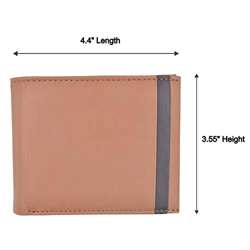 Cazoro Men’s Slimfold RFID Safe Slim Bifold Wallet Smooth Leather Front Pocket Tan