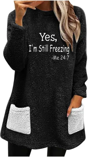 Ceboyel Womens Fleece Lined Sweatshirts Sherpa Fuzzy Sweater Long Sleeve Cute Tops Pullover Warm Winter Trendy Clothing