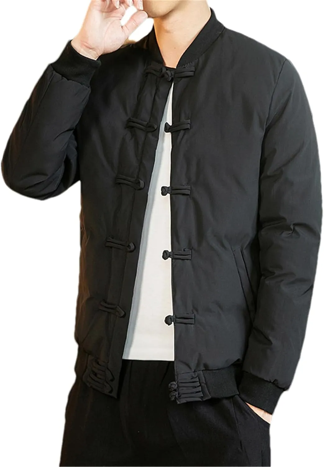 Chinese Style Parka Men's Retro Chinese Knot Buttons Vintage Coats Male Warm Cotton-Padded Autumn Winter Men Jacket