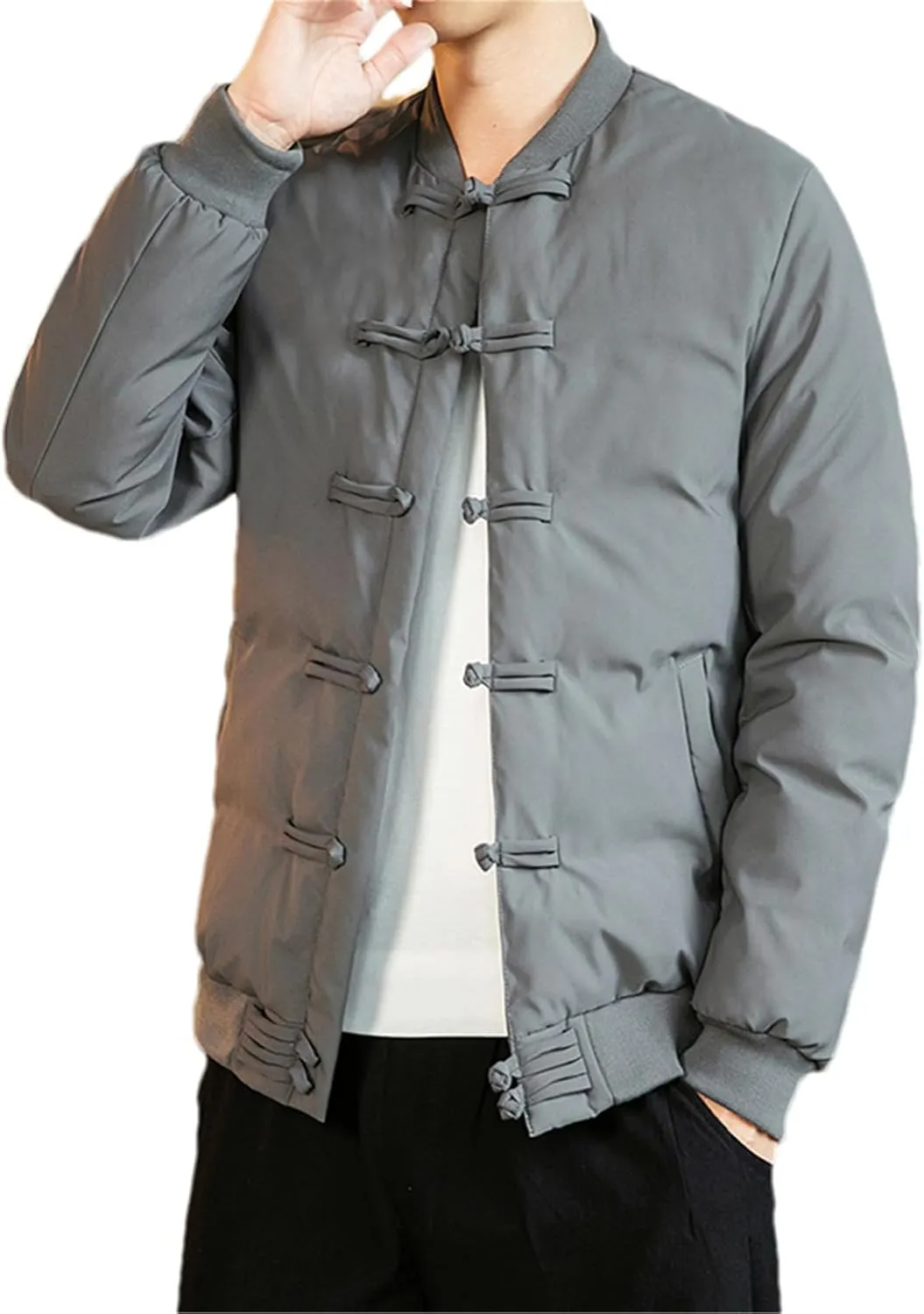 Chinese Style Parka Men's Retro Chinese Knot Buttons Vintage Coats Male Warm Cotton-Padded Autumn Winter Men Jacket