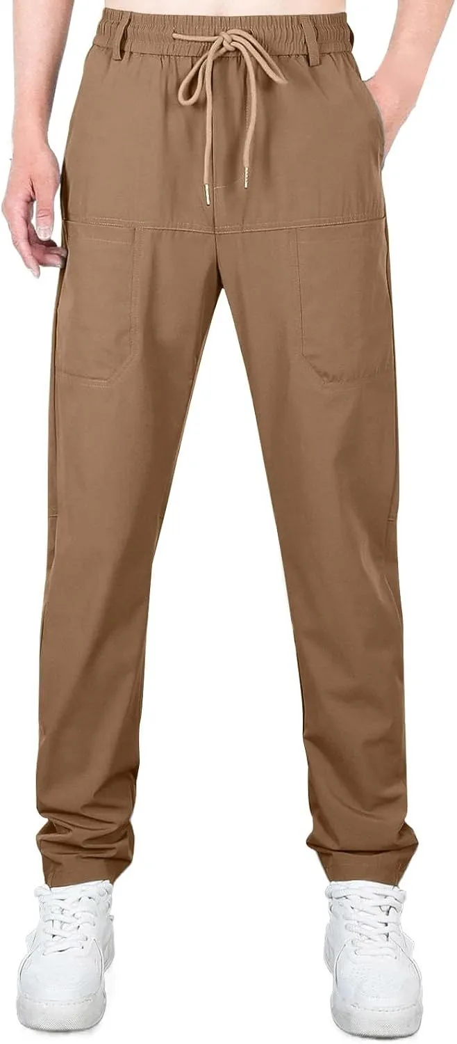 Chinos Pants Men, Stretch Active Chino Pants Slim Fit Mens Slacks Tapered Pants Twill Cargo Casual Pants Golf Jogger
