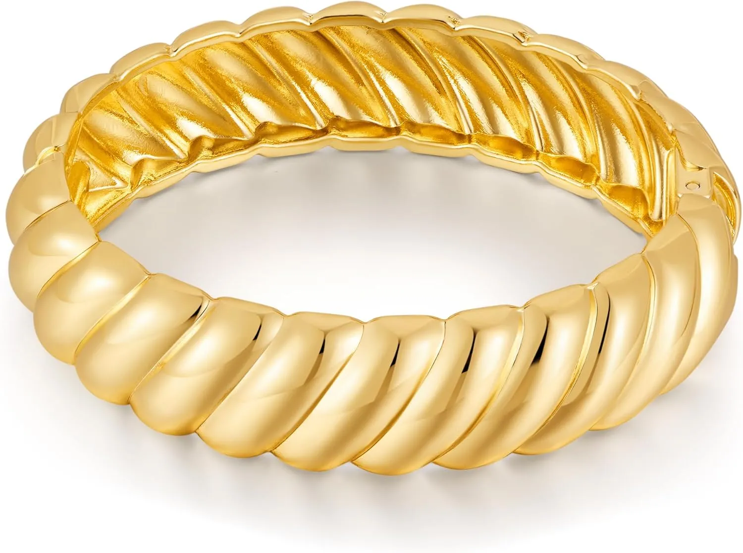 Chunky Gold Bangle Bracelets for Women Twisted Hinged Wrist Cuff Bracelets open Spiraled Oval Bracelet Trendy Jewelry for Women