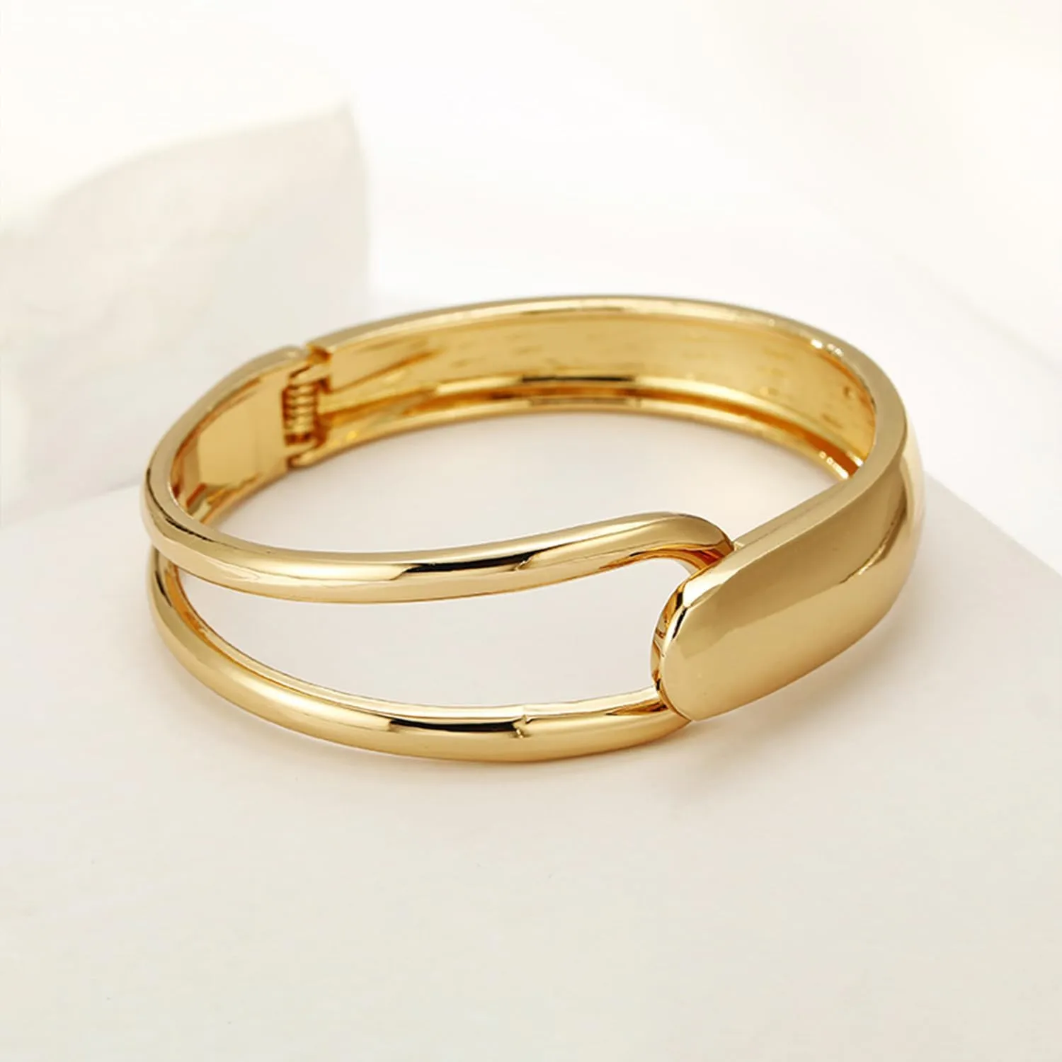 Chunky Gold Bracelet - Tear Drop & Cuff Bracelet - Polished Twisted Hinged Bangle - Wide Wrist Cuff - Irregular Twisted Bangles for Women