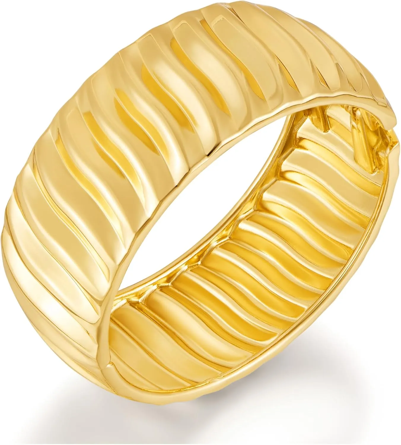 Chunky Gold Cuff Bangle Bracelet for Women Wide Twisted Texture Spring Clasp Open Thick Gold Bangle Jewelry for Party