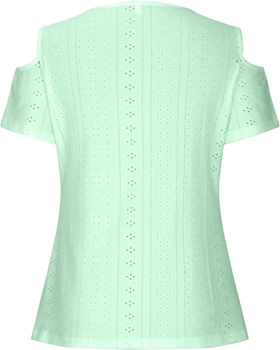 Cold Shoulder Tops for Women 2024 Casual Summer Sexy Eyelet Tunic Shirts Short Sleeve V Neck Boho Blouses