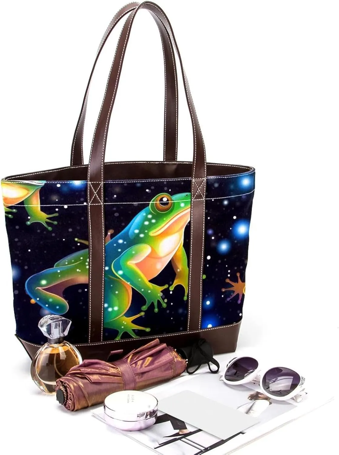 Colored Frog-1167 Shoulder Purses for Women Large Soft Washed Leather Purses and Durable Handbags
