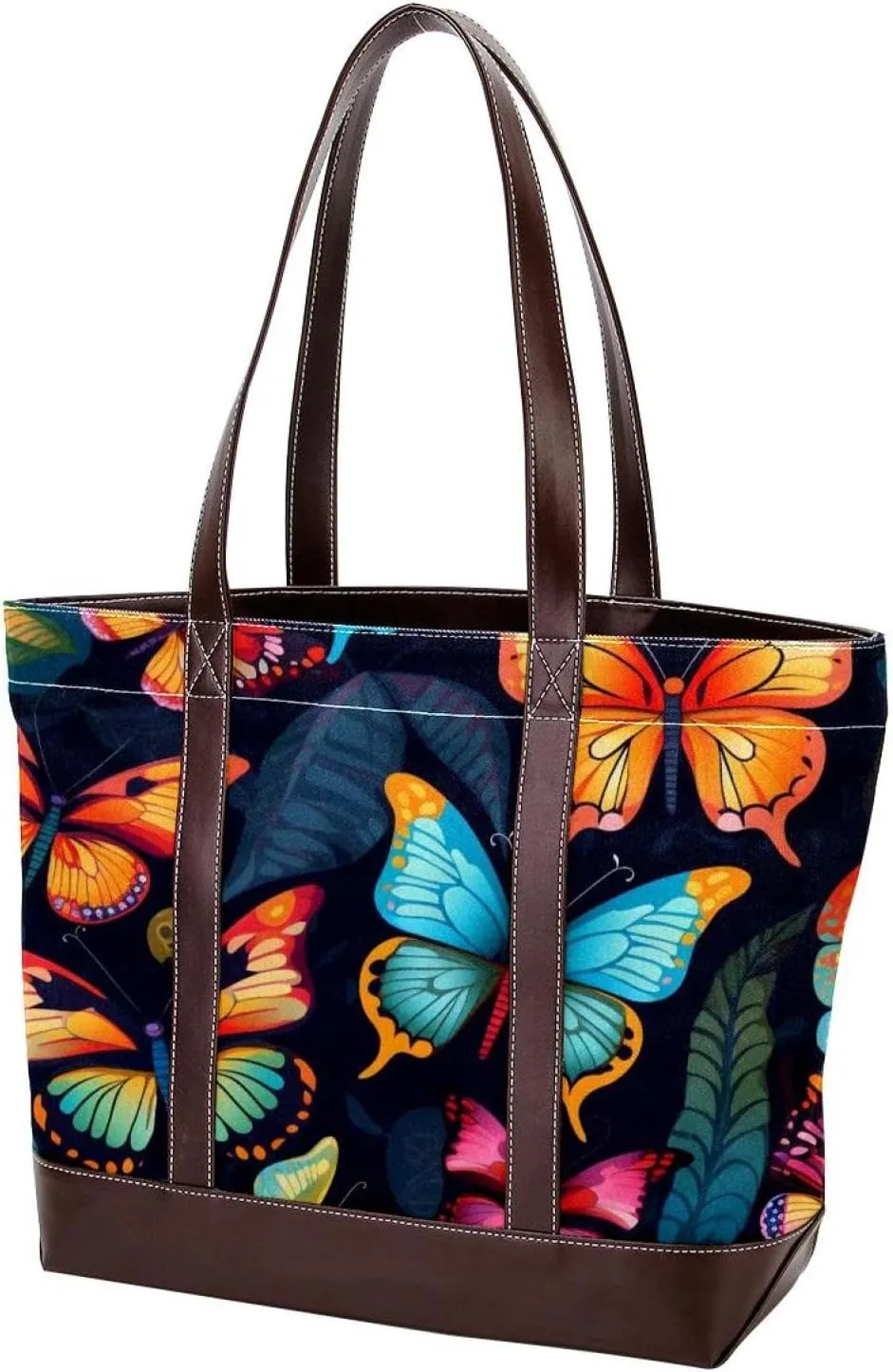 Colorful Butterfly-1497 Shoulder Purses for Women Large Soft Washed Leather Purses and Durable Handbags