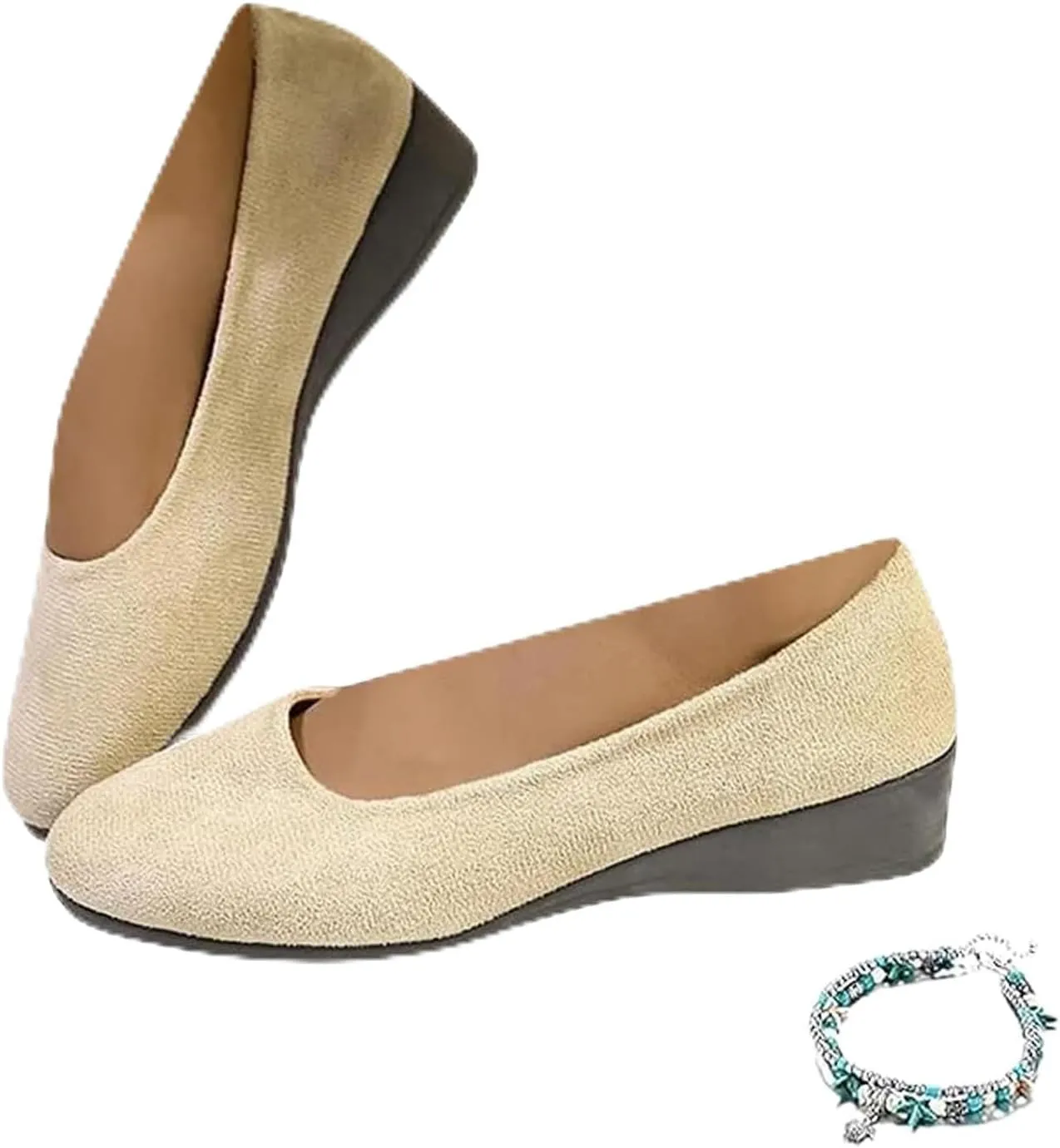 Comfortable, Lightweight, Anti-Slip, Breathable Orthopedic Flat Shoes for Women Elegant Suede Low Heel Wedge Shoes